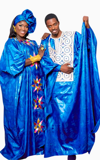 Boubou africain Couple Bleu