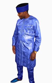 Boubou Africain Couple Bleu Clair