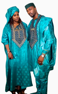 Boubou Africain Couple Turquoise