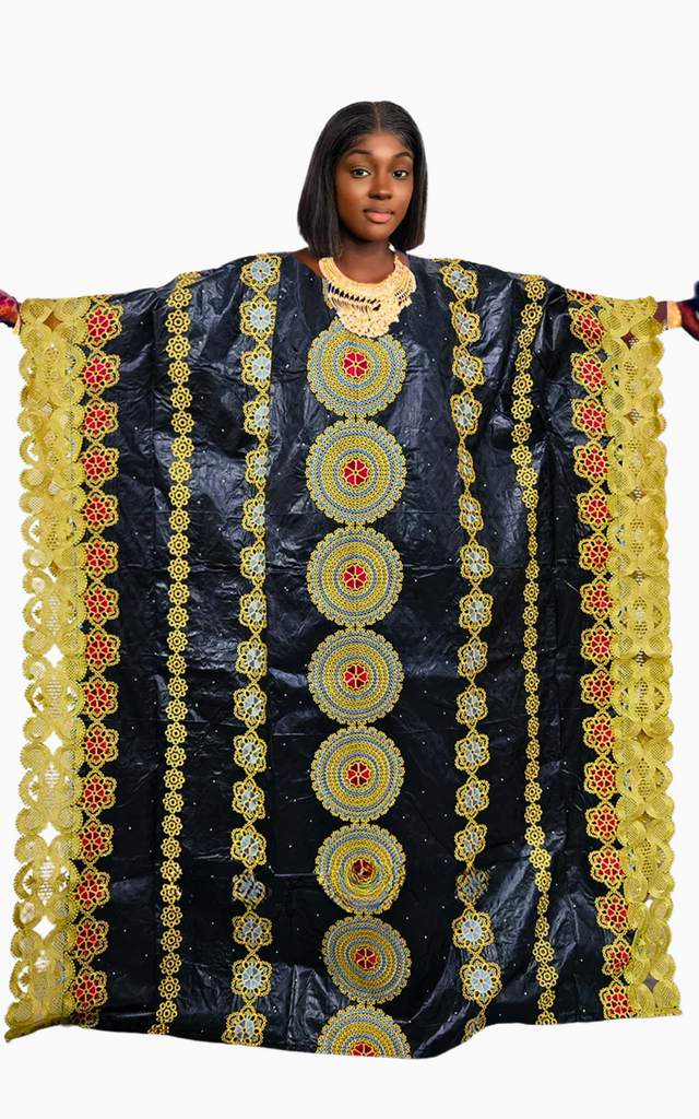 Boubou Africain Femme Mariage Noir Et Vert – Afro Élégance