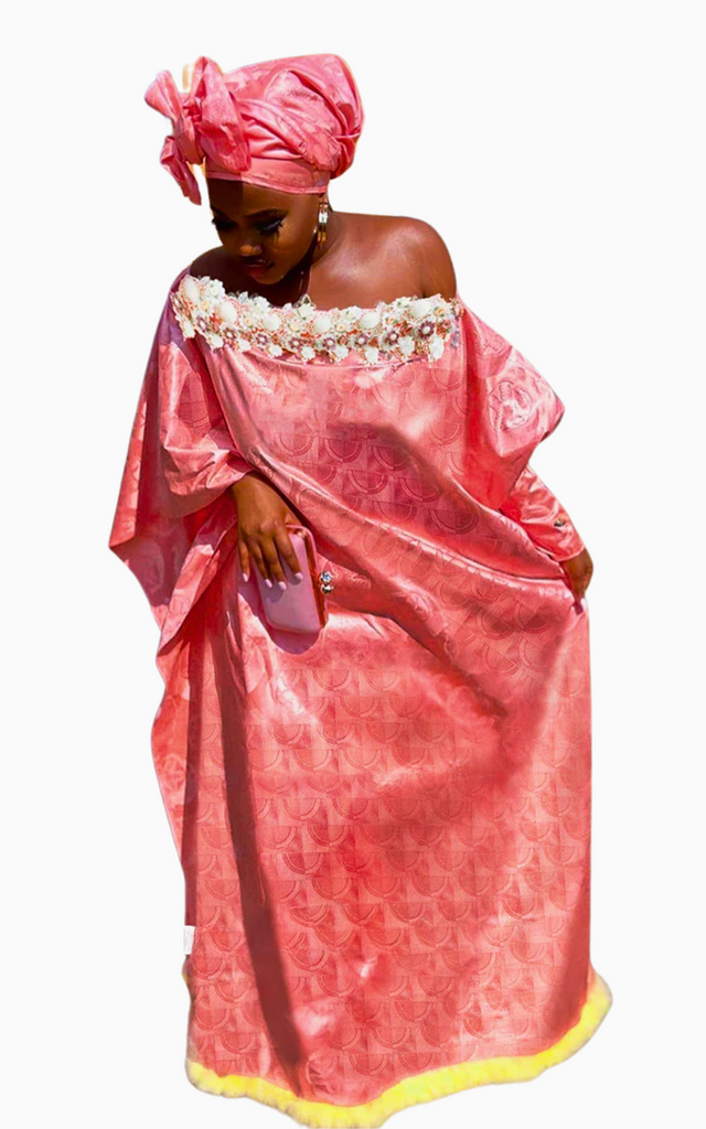 Boubou Bazin Rose Femme – Afro Élégance