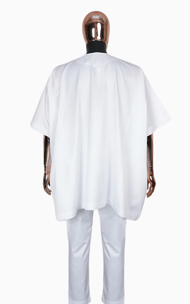 Boubou Blanc Pour Homme Manches Courtes – Afro Élégance