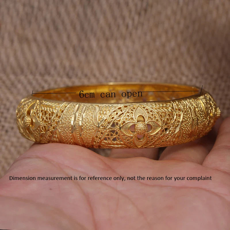 Bracelet Banglé Femme En Or Jaune 22 Carats 24g Fait Main Dubaï - Magnifique Et Authentique - Neuf