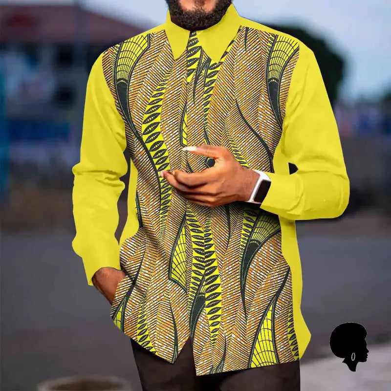 Chemise Homme Pagne – Afro Élégance