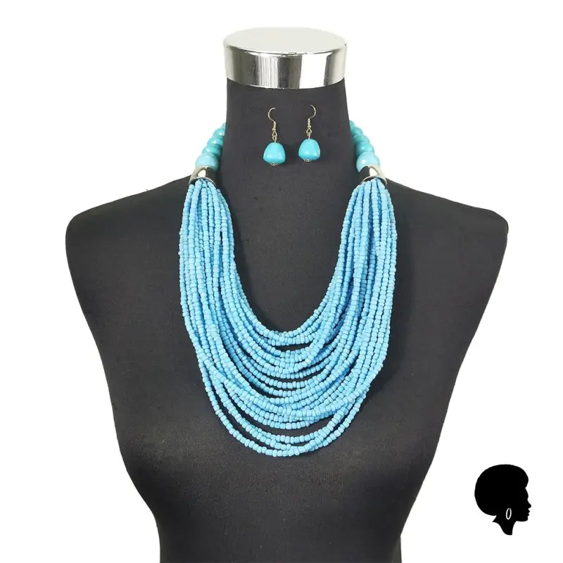 Collier Africain Pendentif Argent & Perles Plates Rouge Noir - Bijou Ethnique Occasion