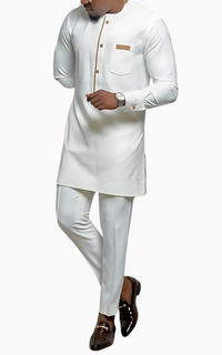 Ensemble Africain Homme Blanc 2 Pièces
