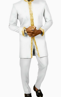 Ensemble Africain Homme Blanc et Doré