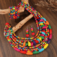Ensemble Collier Africain Perles Géométriques