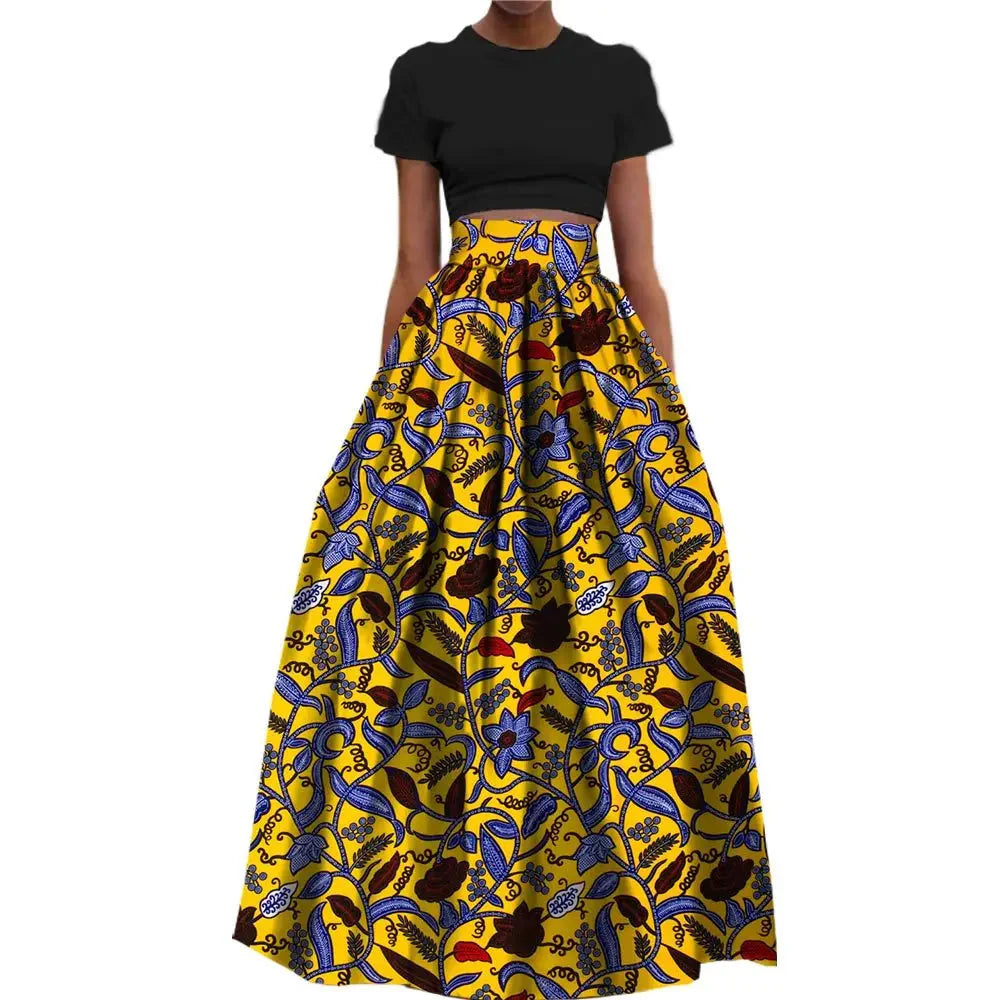 Jupe Femme Imprimé Africain Jaune Et Rose - Taille 8, Coton, Fait Main - Neuf Sans Étiquettes