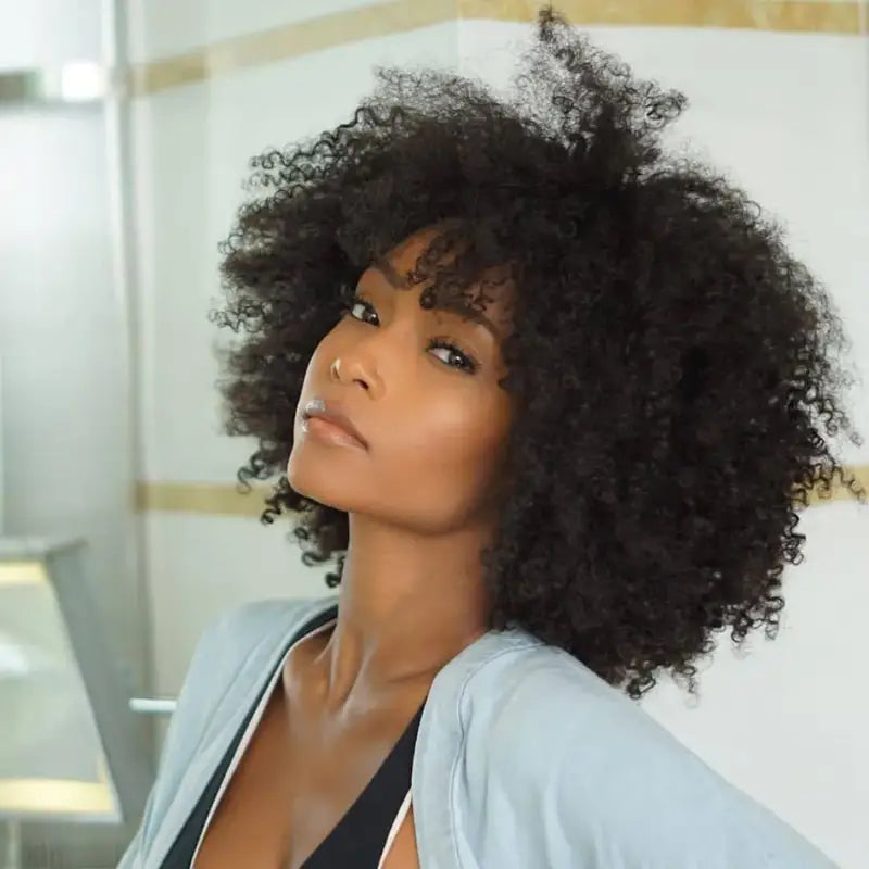 Perruque Afro Courte 100% Cheveux Naturels - Noir (Réf WHIT 03/1b) - Neuf Avec étiquettes