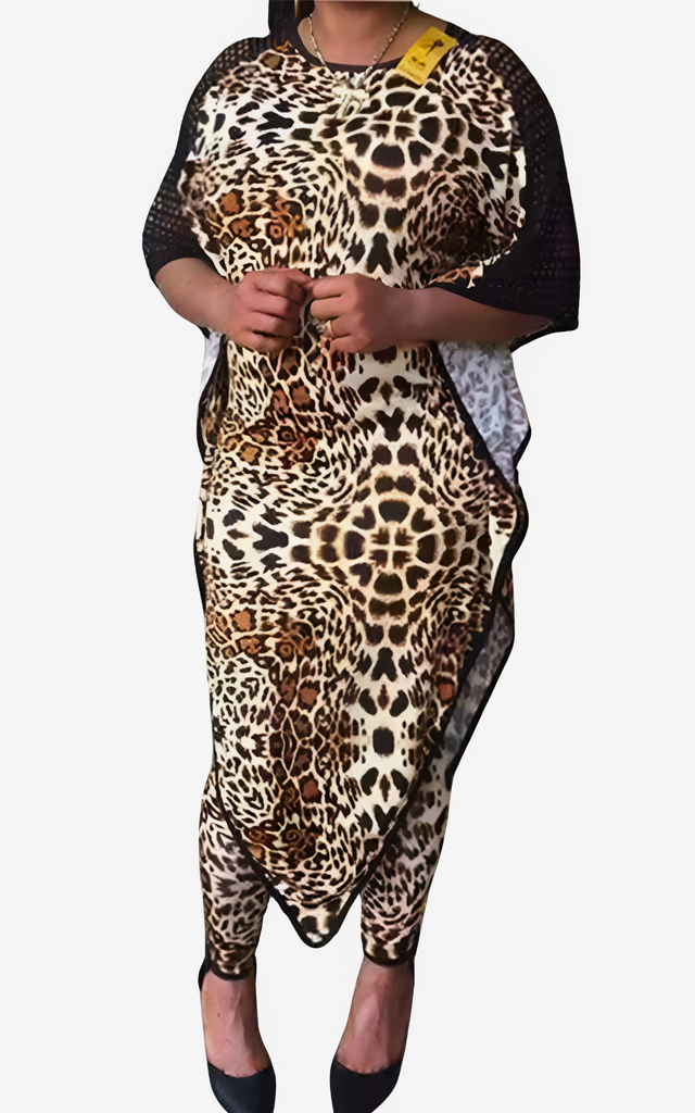 Robe Africaine Léopard Manches ChauveSouris Afro Élégance — free download