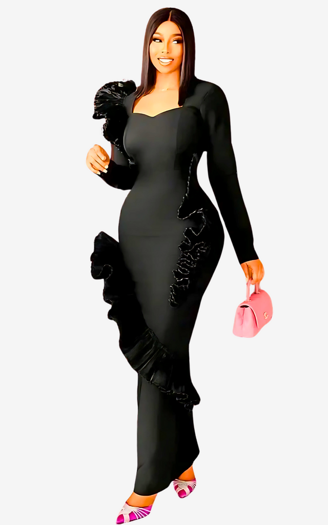 Robe Élégante Africaine Noire – Afro Élégance