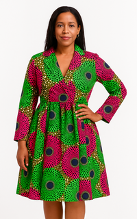 Robe Veste Africaine Verte et Rouge