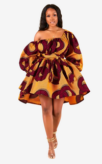 Robe Africaine Épaule Nue Courte