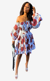 Robe Africaine Épaule Nue Courte