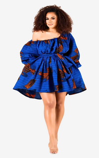 Robe Africaine Épaule Nue Courte