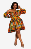 Robe Africaine Épaule Nue Courte