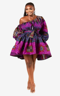 Robe Africaine Épaule Nue Courte