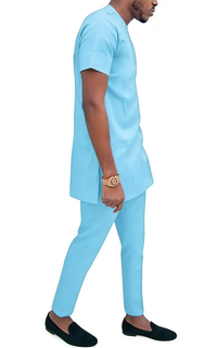 Ensemble Africain Coton Bleu Ciel