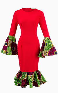 Robe Africaine Manches Évasées Rouge