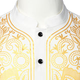 Chemise Africaine Longue Blanche Et Dorée