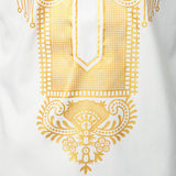 Chemise Africaine Longue Blanche Et Dorée