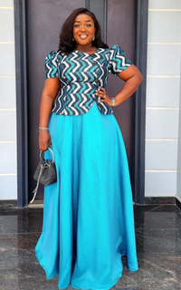 Robe Africaine à Jupe Unie Satinée