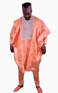 Boubou 3 Pièces Homme Saumon