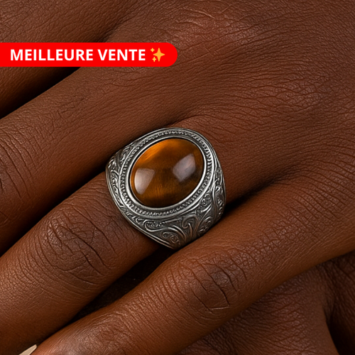 Bague Africaine Vintage Pierre Oeil de Tigre
