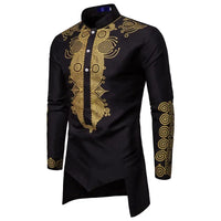 Chemise Africaine Longue Noire Et Dorée