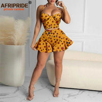 African Clothes for Women Crop Tops and Mini Skirts 2 Piece Set Sexy Party Print Attire Ankara Outfits African Dresses A2226005