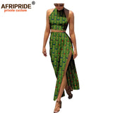 Conjunto de pantalones cortos de 2 piezas de estilo africano para mujer, Top sin mangas con volantes y falda hasta el tobillo, conjunto de mujer A1926004