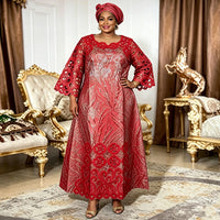Robe Africaine Guipure Manche Longue