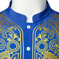 Chemise Africaine Longue Blanche Et Dorée