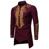 Chemise Africaine Longue Noire Et Dorée