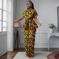 Ensemble Africain Imprimé À Col Slash