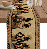 Chemin de Table Motif Villageois Africains