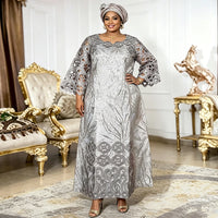 Robe Africaine Guipure Manche Longue