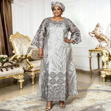 Robe Africaine Guipure Manche Longue