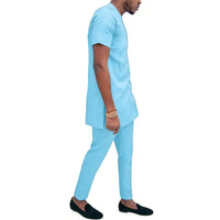 Ensemble Africain Coton Bleu Ciel