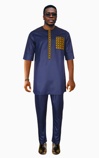 Boubou 2 Pièces Homme Bleu Marine