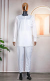 Boubou 3 Pièces Homme en Bazin Blanc