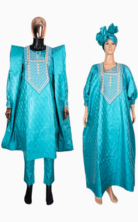 Boubou Africain Couple Turquoise