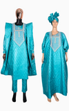Boubou Africain Couple Turquoise