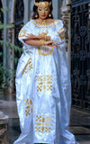 Boubou Africain Femme Blanc Et Dorée