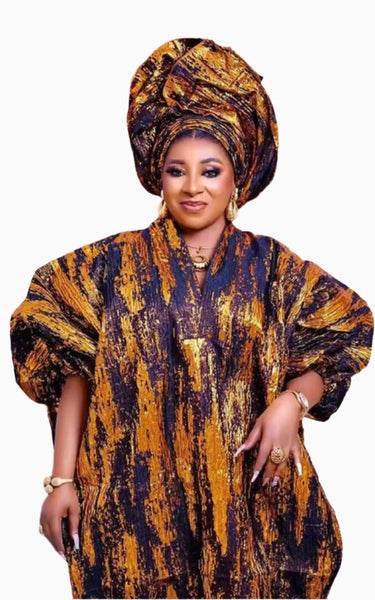 Boubou Africain Femme Jacquard Dore Afro Elegance