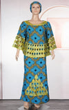 Boubou Africain Femme Vert Et Jaune