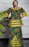 Boubou Africain Femme Vert Et Jaune