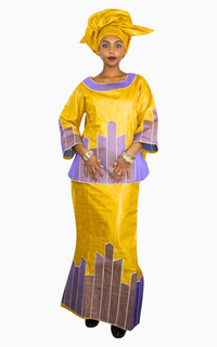 Boubou Africain Femme Wax 2 pièces