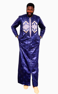 Boubou Africain Homme 2 Pièces Bleu
